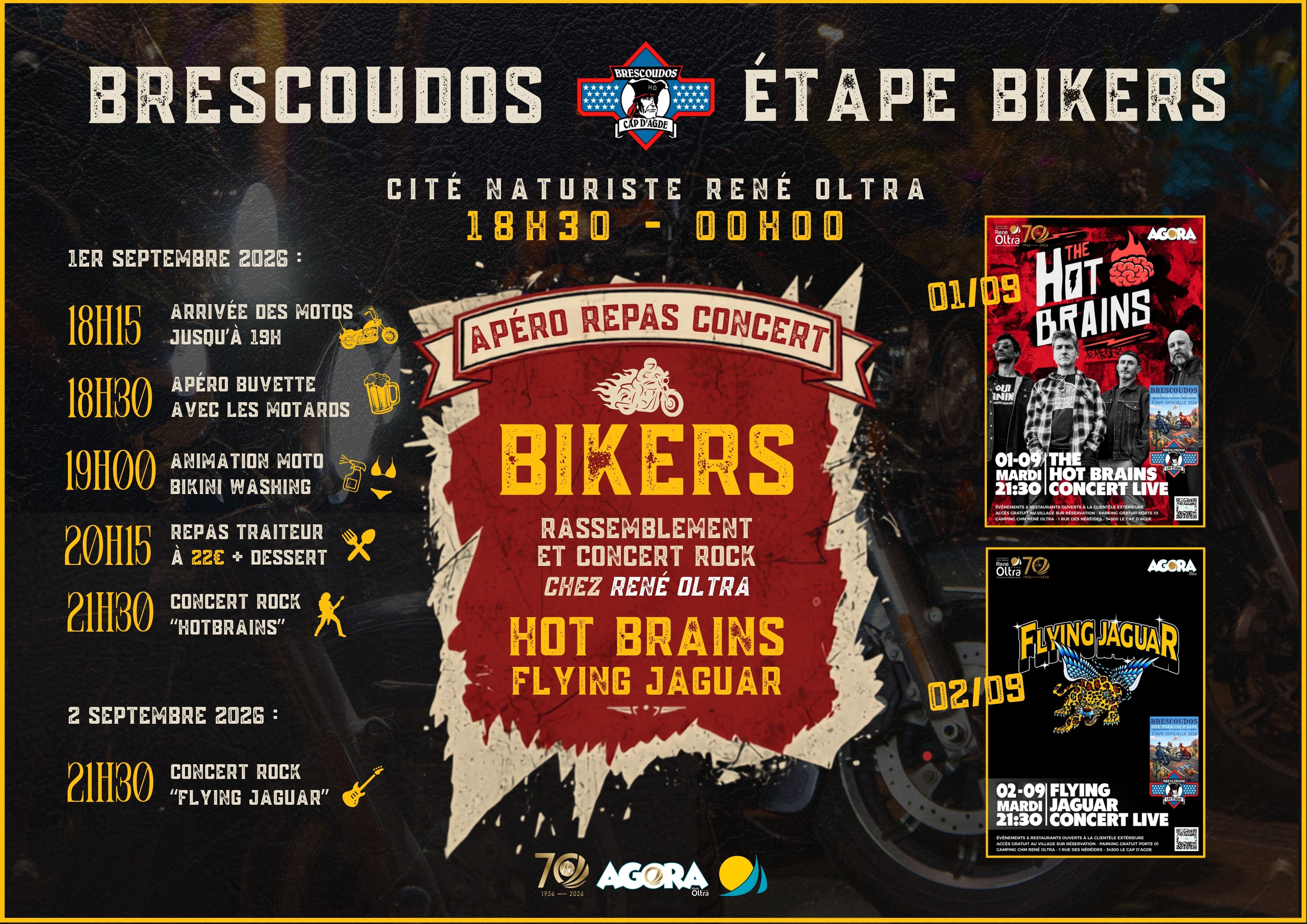 Affiche Brescoudos Étape Bikers - Cité Naturiste René Oltra